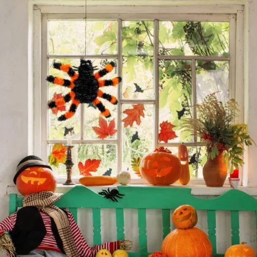 Halloween Pók Díszfigura Narancssárga