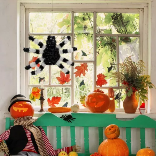 Dekoratív Figura Pók Halloween Fehér