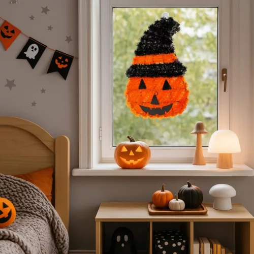 Dekoratív Tökfigura 35Cm Halloween Narancs Csík
