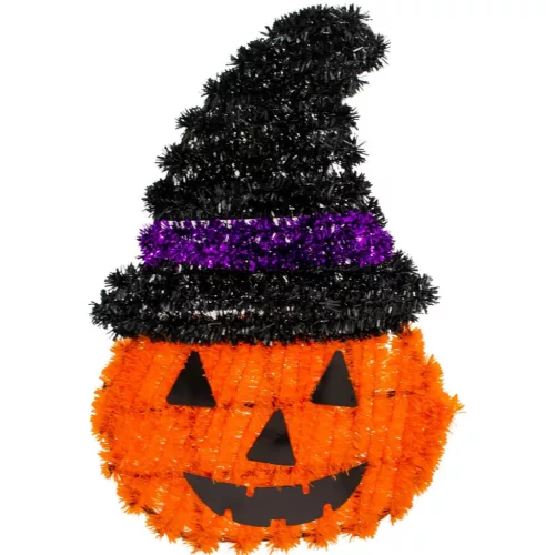 Dekoratív Tökfigura 35Cm Halloween Lila Csík