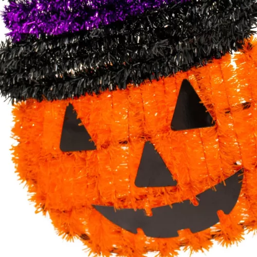 Dekoratív Tökfigura 35Cm Halloween Lila Csík