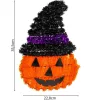 Dekoratív Tökfigura 35Cm Halloween Lila Csík