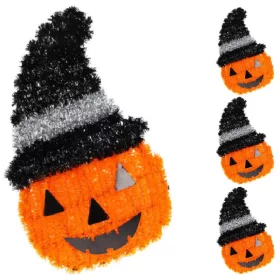 Dekoratív Tökfigura 35Cm Halloween Fehér Csík