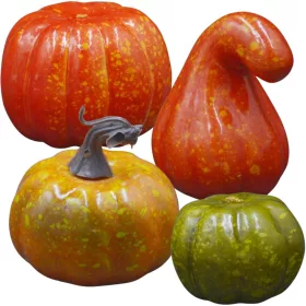 Dekoratív Halloween Tökfigura 4 Db Narancs - Zöld