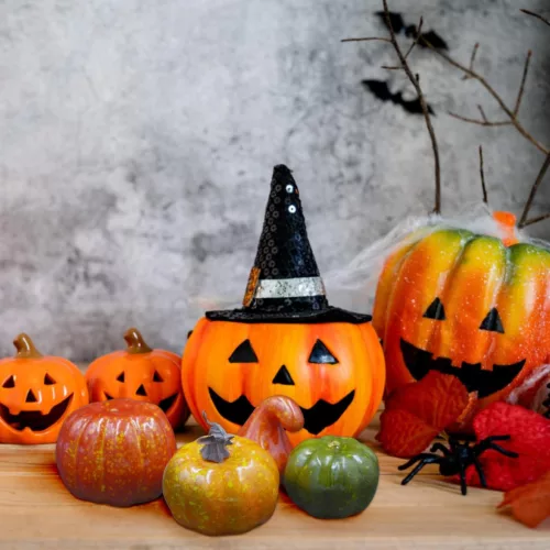 Dekoratív Halloween Tökfigura 4 Db Narancs - Zöld