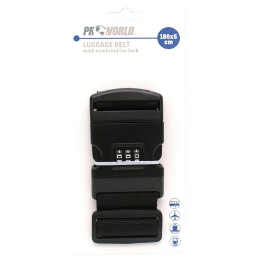 Univerzális Biztonsági Pánt Bőröndönhez 180X5Cm Proworld Kóddal, Fekete