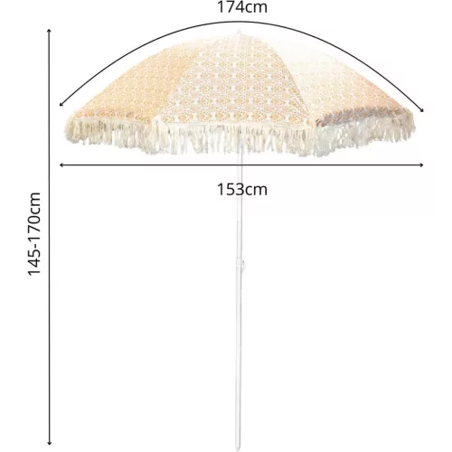 Strand- És Kerti Napernyő Rojtokkal 174 Cm Sárga