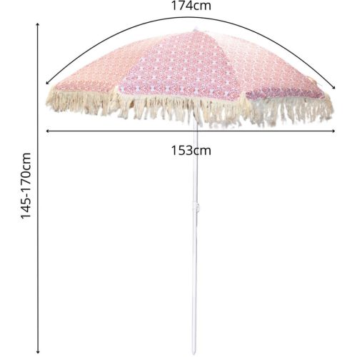 Strand- És Kerti Napernyő Rojtokkal 174 Cm, Piros