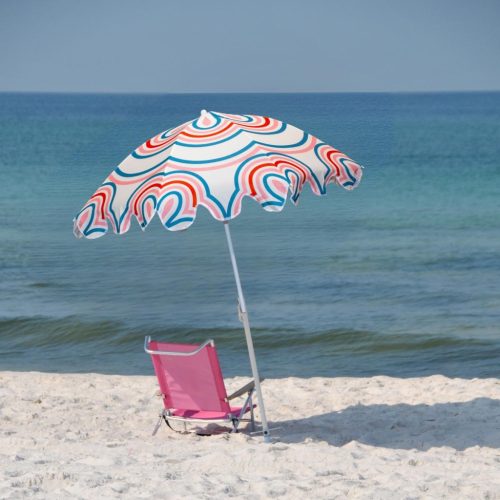 Strand- És Kerti Napernyő 160 Cm, Kék És Rózsaszín Csíkos