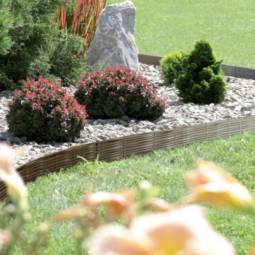 Kerti Palisád Gyepszegély Fonott 390Cm Szürke Kő