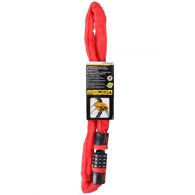   dunlop kerékpárzár, kombinációs lánc, 90cm hosszú, piros