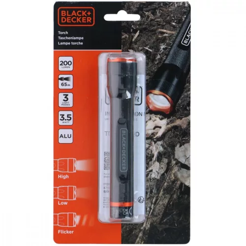 taktikai alumínium zseblámpa 3,5w 200lumen fekete + decker