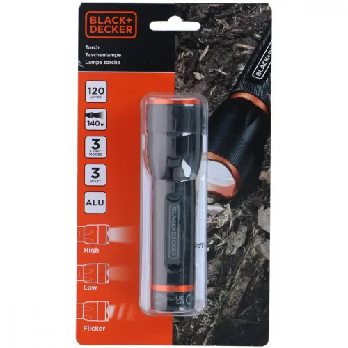 taktikai alumínium zseblámpa 3w 120lumen fekete + decker