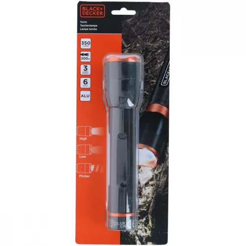 taktikai alumínium zseblámpa 6w 350lumen fekete + decker