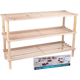   Alpina 3 szintes Natúr fa cipőtároló polc, 74 x 26 x 48,5 cm