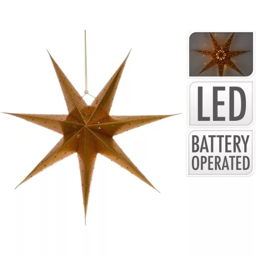 Dekoratív Papírcsillag Led Világítással 60Cm Arany