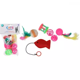 Set de jucarii pentru pisici, 6 buc, multicolor