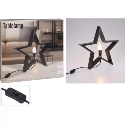 Dekoratív Csillag Led Világítással 35Cm Fekete