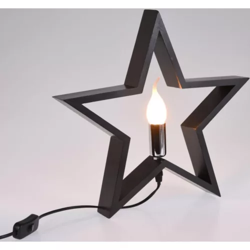 Dekoratív Csillag Led Világítással 35Cm Fekete