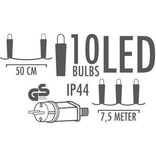 Kerti Füzér Party Világítás 10Led 7,5M