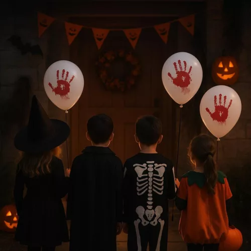 Halloween Dekoratív Lufi Véres Kéznyomat 10 Db