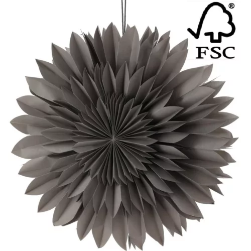 Dekoratív Függő Papír Csillag 3D 50Cm Szürke