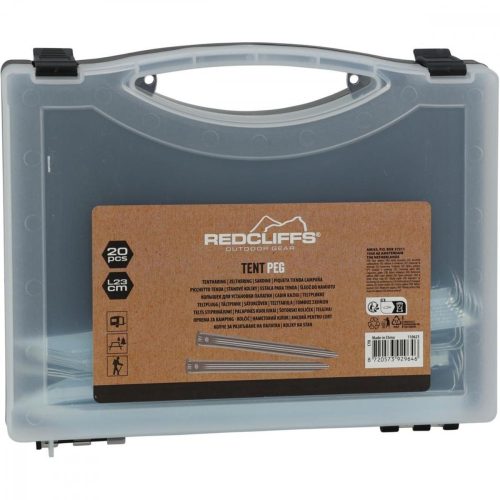 sátorcövek 23cm szett. 20 db fém redcliffs bőröndben