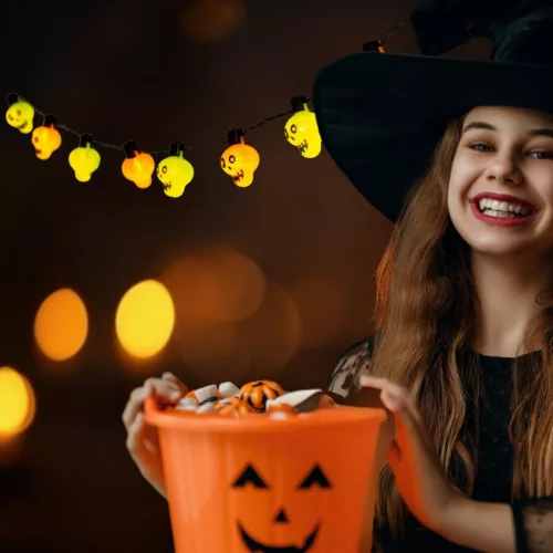 Halloween Koponyafüzér 10 Led