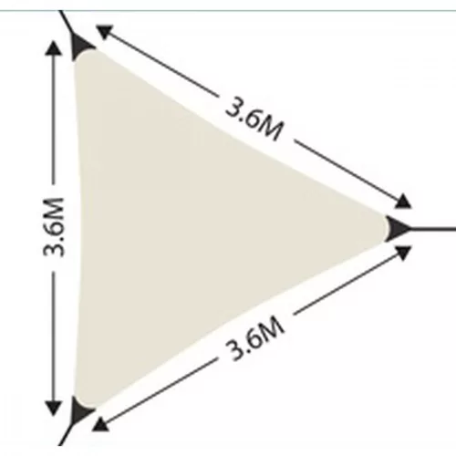 napvitorla kerti háromszög 3,6x3,6x3,6m homok