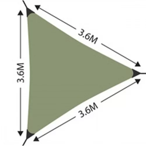 napvitorla kerti háromszög 3,6x3,6x3,6m zöld