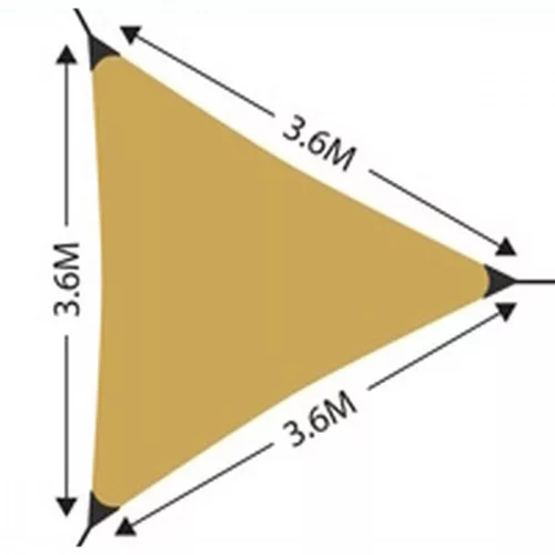 napvitorla kerti háromszög 3,6x3,6x3,6m sárga ochra