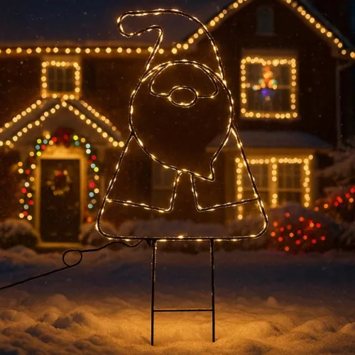 Mikulás Kerti Állvány Meleg Fehér 180 Led Elemmel Működő Izzók 29,5X67,5Cm Luca