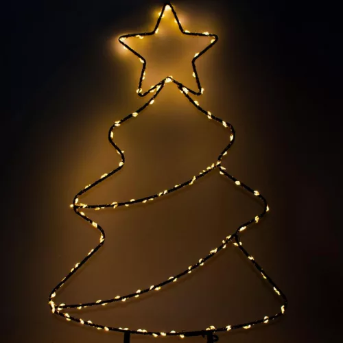 Kerti Karácsonyi Faállvány Meleg Fehér Lámpákkal 180 Led-Es Elemmel Működő 30X69,5Cm Luca
