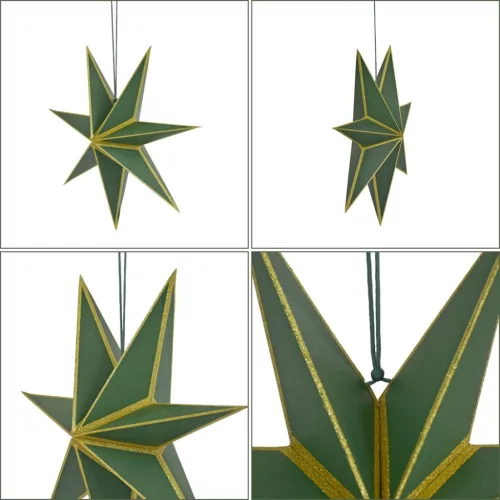 Dekoratív Akasztható Csillag Fsc 14X45Cm Zöld 7 Kara Csillám
