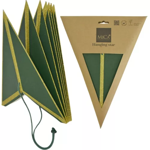 Dekoratív Akasztható Csillag Fsc 14X45Cm Zöld 7 Kara Csillám