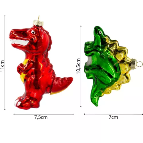 karácsonyfadísz Üveggolyó Mátrix Dinoszauruszok Csillámmal