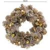 Díszkoszorú 34Cm Arany Fenyőkkel És Csillámgolyókkal