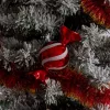 karácsonyfadísz Üveggolyó Mátrix Csillám Cukorka Piros