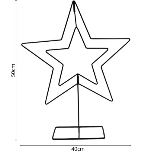 Dekoratív Csillag Fém Állvány 50Cm Fekete Csillámmal