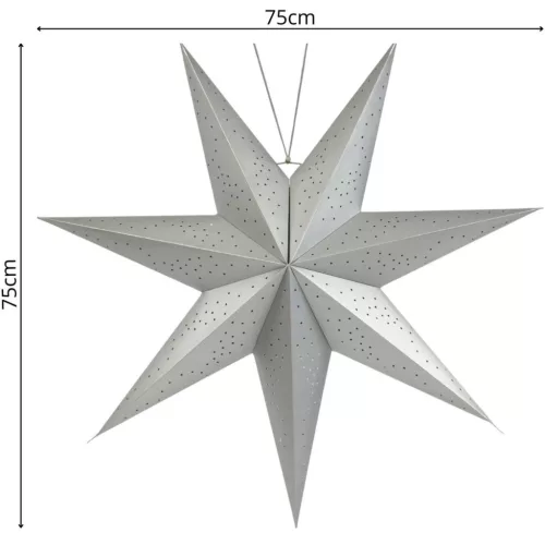 Dekoratív Akasztható Papírcsillag 75Cm Ezüst