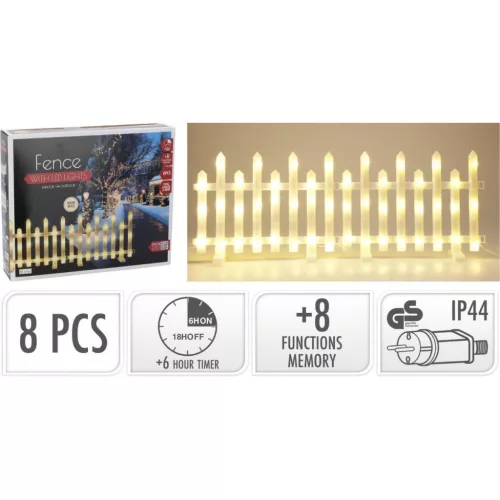 Dekoratív Led Kerítés 8 Db Meleg Fehér