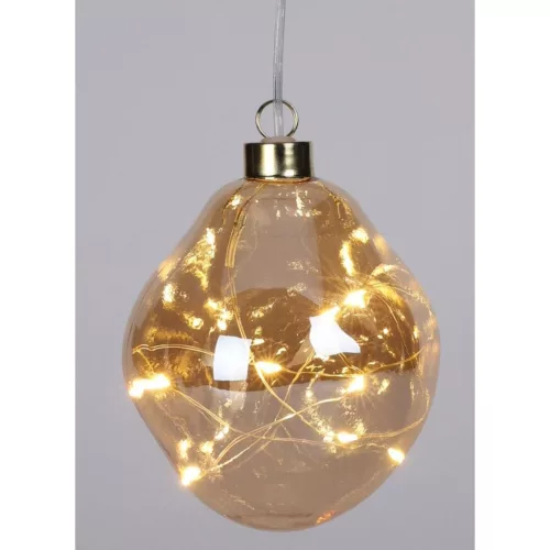 karácsonyfadísz Üveggolyó Matrix Csepp Led 10Cm Arany