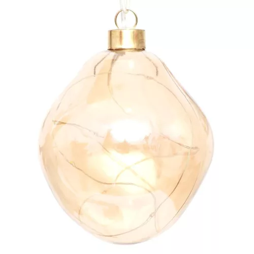 karácsonyfadísz Üveggolyó Matrix Csepp Led 10Cm Arany