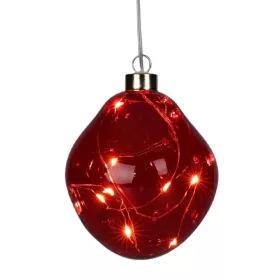 karácsonyfadísz Üveggolyó Matrix Csepp Led 10Cm Piros