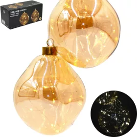   karácsonyfadísz Üveg Csepp Gömb Mátrix 2 Db Led 12 Cm Arany