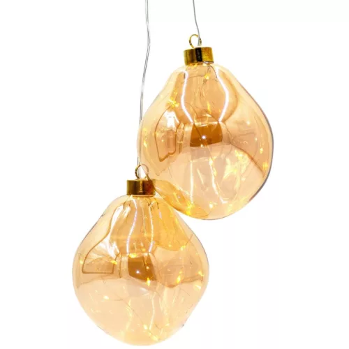karácsonyfadísz Üveg Csepp Gömb Mátrix 2 Db Led 12 Cm Arany