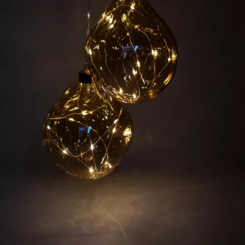 karácsonyfadísz Üveg Csepp Gömb Mátrix 2 Db Led 12 Cm Arany