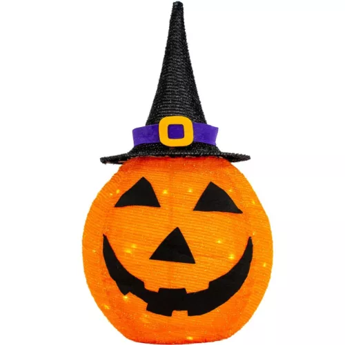 Dekoratív Tök Kalapos 68Cm Halloween 30Led
