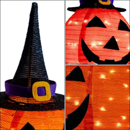 Dekoratív Tök Kalapos 68Cm Halloween 30Led