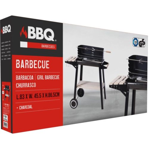 Kerti Grillkocsi 83X45,5X86,5Cm Fekete